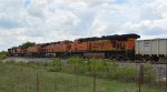 5 BNSF Engines Bring Up The Rear of A Northbound Rock Train on UP Rails at Taylor, Texas